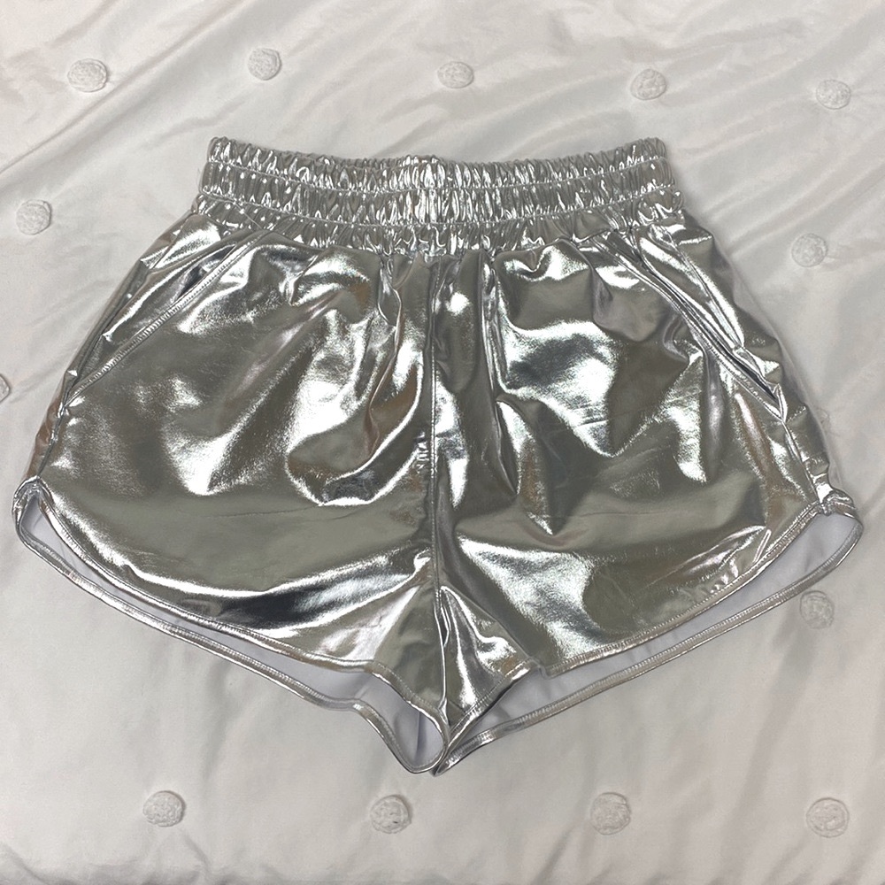Amazon shiny silver shorts